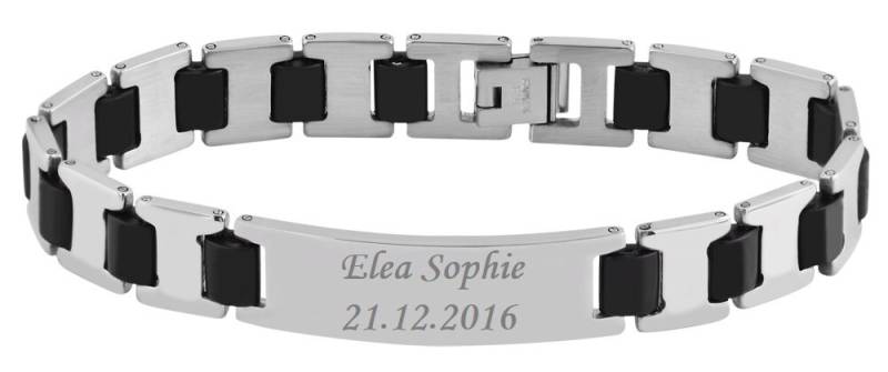 Personalisiertes Armband Mit Gravur Aus Edelstahl Und Kautschuk in Silber | 21cm Länge Personalisierte Geschenke Weihnachtsgeschenk von HanessaDE