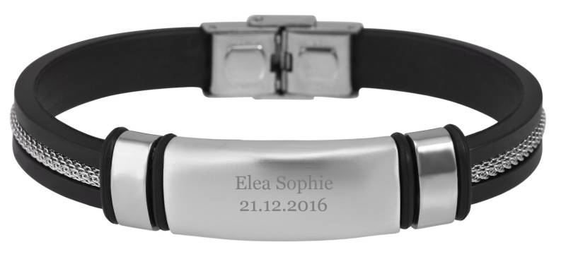 Personalisiertes Armband Mit Gravur Aus Silikon Edelstahlelementen in Silber Personalisierte Geschenke von HanessaDE