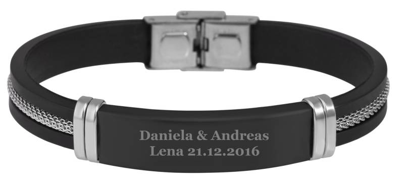 Personalisiertes Armband Mit Gravur Echt Lederarmband Schwarz Edelstahl Eigenem Text Personalisierte Geschenke Weihnachtsgeschenk von HanessaDE