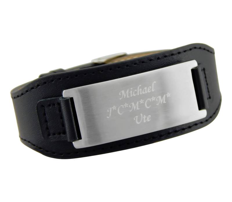 Personalisiertes Armband Mit Gravur Echtleder in Schwarz Oder Braun Personalisierte Geschenke Für Männer von HanessaDE