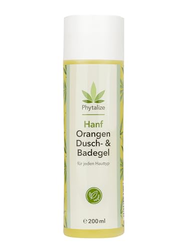 Orangen Duschgel mit Hanföl & Ringelblume, vegane & sanfte Reinigung für Frauen & Männer mit fruchtig-frischem Gute-Laune-Kick (200ml) von HanfHaus