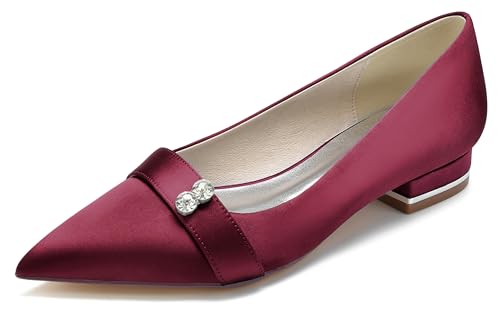 Hanfike Abend Flache Schuhe fur Damen Schlüpfen Spitz Braut Hochzeits Partei Kleidschuhe JY194 Weinrot EU 39 Hanfike Abend Flache Schuhe fur Damen Schlüpfen Spitz Braut Hochzeits Partei Kleidschuhe JY194 Weinrot EU 39 von Hanfike