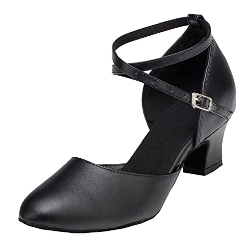 Hanfike Damen Abendkleid Schuhe Fesselriemen Partei Pumps mit 5 cm Absatz L188 Schwarz EU 38 von Hanfike