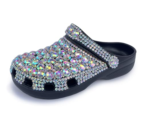 Hanfike Damen Clogs Pantoletten Schuhe mit Strass Bling Bling Sommer Flach A1804 Schwarz EU 37.5 Hanfike Damen Clogs Pantoletten Schuhe mit Strass Bling Bling Sommer Flach A1804 Schwarz EU 37.5 von Hanfike