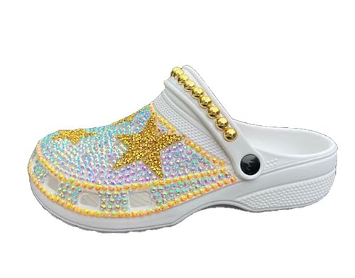 Hanfike Damen Clogs mit Strass Glitzer Arch Support Mules Pantoletten Sommer Schuhe A0417 Gold EU 39.5 von Hanfike