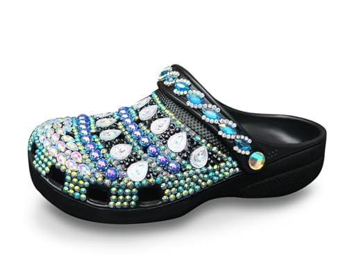 Hanfike Damen Clogs mit Strass Glitzer Arch Support Mules Pantoletten Sommer Schuhe A0826 Mehrfarbig EU 37 von Hanfike