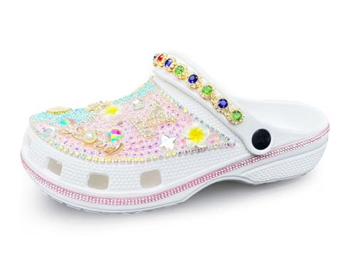 Hanfike Damen Clogs mit Strass Glitzer Arch Support Mules Pantoletten Sommer Schuhe A0827 Mehrfarbig EU 39.5 von Hanfike