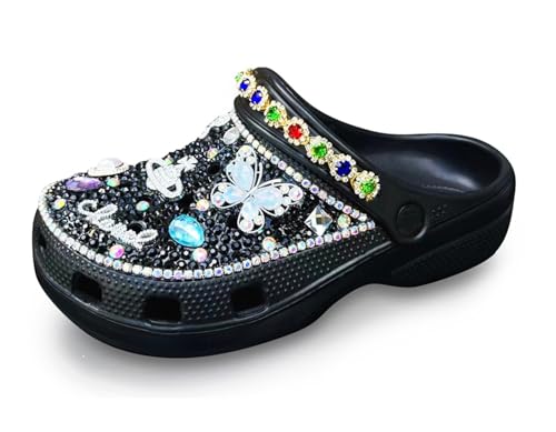 Hanfike Damen Clogs mit Strass Glitzer Arch Support Mules Pantoletten Sommer Schuhe A0828 Mehrfarbig EU 38.5 von Hanfike