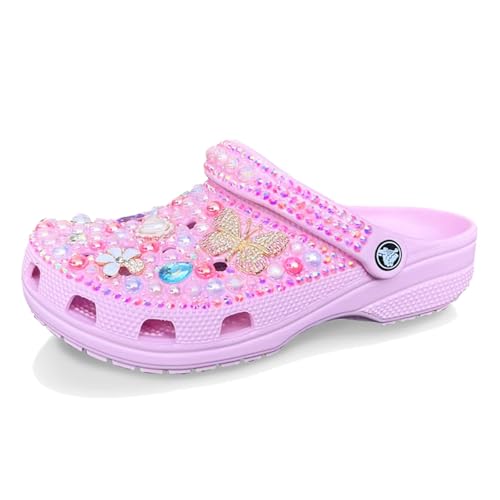 Hanfike Damen Clogs mit Strass Glitzer Arch Support Mules Pantoletten Sommer Schuhe A0831 Rosa EU 37.5 von Hanfike