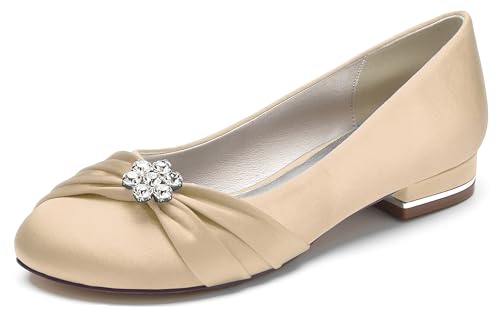Hanfike Damen Elegant Abend Flacheschuhe Ruched Bequem Braut Hochzeits Flache Schuhe mit Strass JY250 Champagner EU 41 Hanfike Damen Elegant Abend Flacheschuhe Ruched Bequem Braut Hochzeits Flache Schuhe mit Strass JY250 Champagner EU 41 von Hanfike