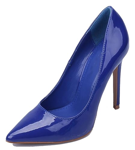 Hanfike Damen Geschlossene Pumps mit Absatz Slip-on Abend Hochzeit Schuhe Blau EU 39.5 von Hanfike