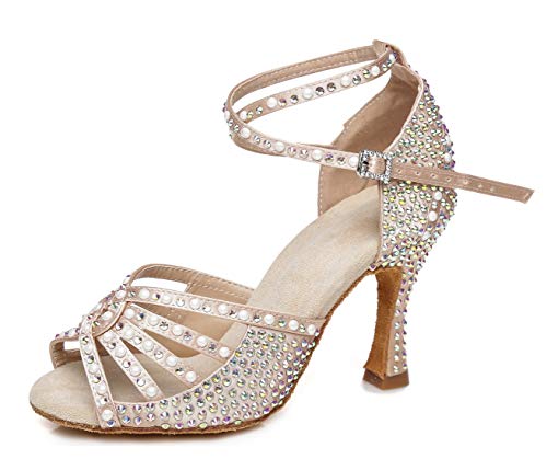 Hanfike Damen Perlen Partei Schuhe Fesselriemen Braut Hochzeits Abend Sandalen L430 Nude EU 41.5 von Hanfike