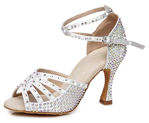 Hanfike Damen Perlen Partei Schuhe Fesselriemen Braut Hochzeits Abend Sandalen L430 Weiß EU 39 von Hanfike