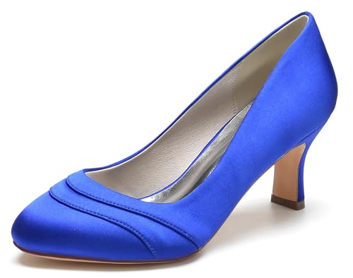 Hanfike Damens Kleid Schuhe fur Hochzeits Geschlossene Schlüpfen Abend Prom Pumps JY091 Königsblau EU 41.5 von Hanfike