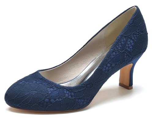 Hanfike Damens Slip On Hochzeits Pumps Niedriger Absatz Abend Formal Party Schuhe JY151 Dunkel blau EU 39 von Hanfike