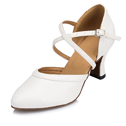 Hanfike Frauen Hochzeitsschuhe Fesselriemen Partei Abend Pumps HW044 Weiß EU 38.5 von Hanfike