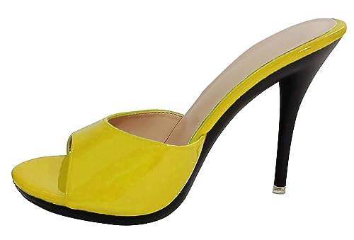 Hanfike High Heels Pantoletten Stiletto Offene Sommer Mode Party Mules Sandalen Gelb EU 40 von Hanfike