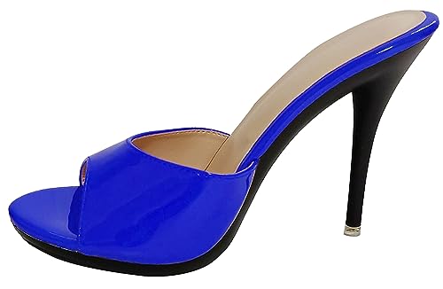 Hanfike High Heels Pantoletten Stiletto Offene Sommer Mode Party Mules Sandalen Königsblau EU 40 von Hanfike