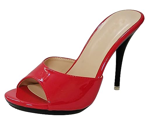 Hanfike High Heels Pantoletten Stiletto Offene Sommer Mode Party Mules Sandalen Rot EU 35 von Hanfike