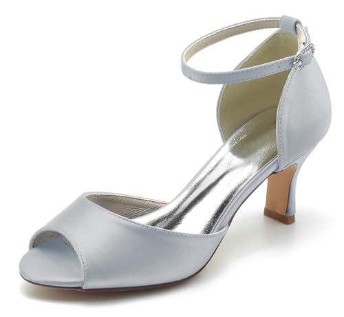 Hanfike Sandalen Damen Elegant für Party Offene Festkörper Braut Hochzeits Schuhe JY099 Silber EU 37.5 von Hanfike