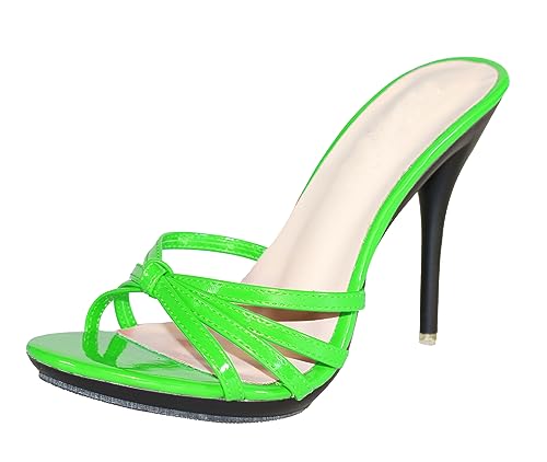 Hanfike Sexy Pantoletten Damen mit Absatz Offene Sommer Party Mules Sandaletten Grün EU 36 von Hanfike