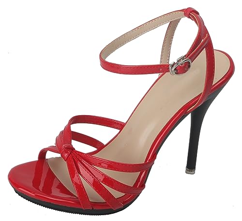 Hanfike Sommerschuhe Damen mit Absatz Slingback Sexy Party Hochzeit Sandaletten Rot EU 35 von Hanfike