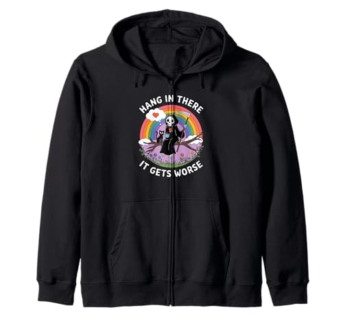 Hang In Thee It Gets Worker Reaper Schwarze Katze Lustige Damen Herren Kapuzenjacke Hang In Thee It Gets Worker Reaper Schwarze Katze Lustige Damen Herren Kapuzenjacke von Hang In Thee It Gets Worse Black Cat Sarcastic Pun