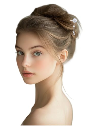 HangErFeng 866 Damen-Haarspange in Blumenform, silberfarben, mit Quasten von HangErFeng