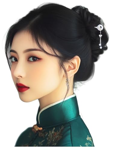 HangErFeng 868 Damen-Haarspange in Blumenform, silberfarben, mit Quasten von HangErFeng