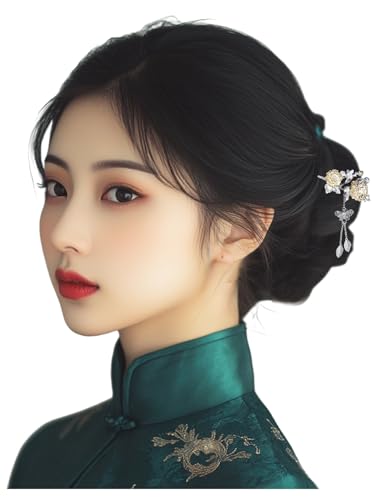 HangErFeng 883 Damen-Haarspange, silberfarben, Blumenform von HangErFeng