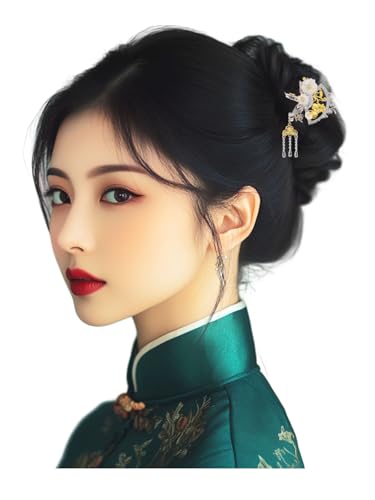 HangErFeng 925 Silber Haarnadel Blumenform Haarschmuck Frauen Quaste Hairclip 802 von HangErFeng