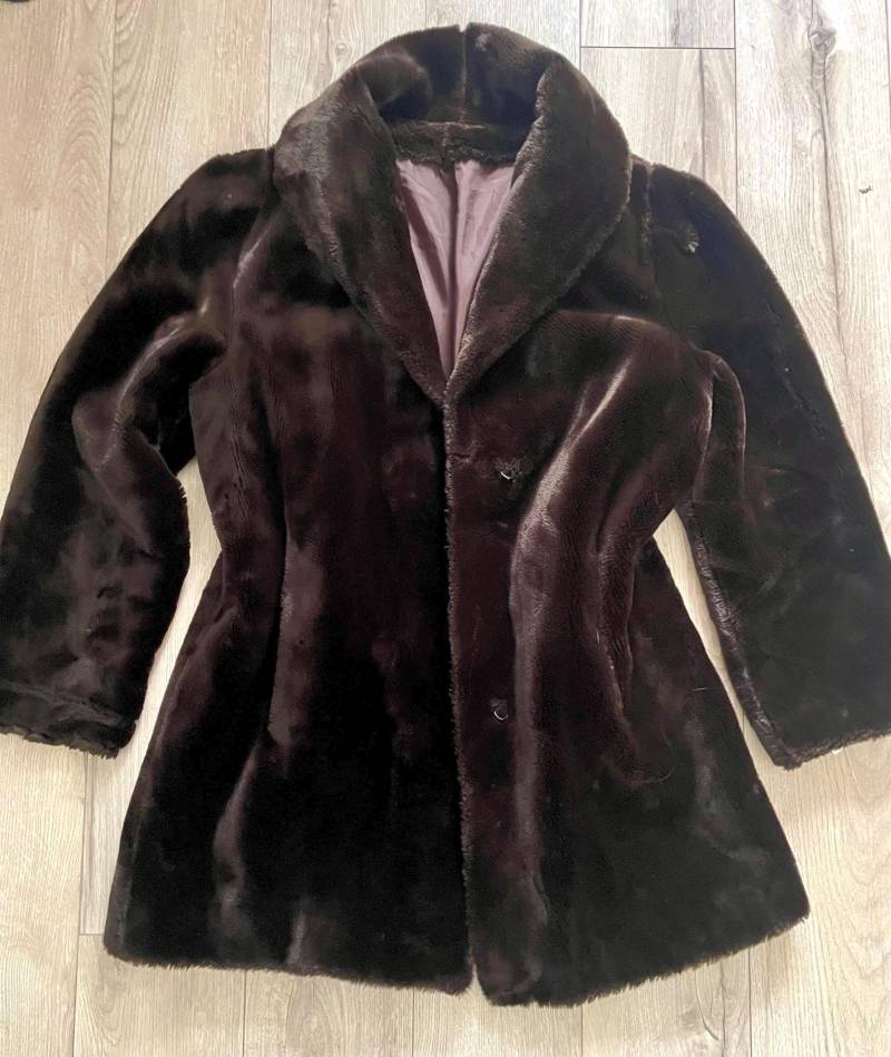 Vintage Kunstpelz Mantel Dunkel Braun - Gr. L/xl [W224] von HangerVintage