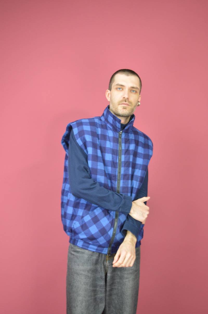 Vintage Blau Karierte Weste {V17} von HangerVintage