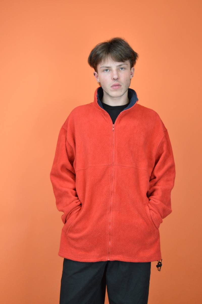 Vintage Rotes Volles Zip-Fleece-Sweatshirt von HangerVintage