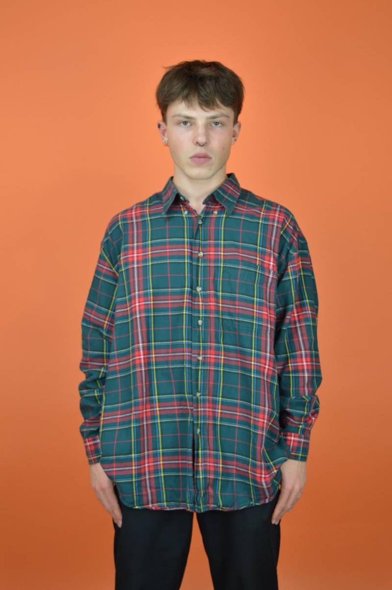 Vintage Zweifarbig Kariertes Langarmshirt {K430} von HangerVintage