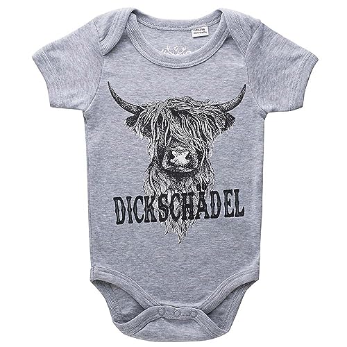 Hangowear Babybody mit Print | Süßer Body mit Druckknöpfen | kurzarm Baby (Dickschädel grau, 62) von Hangowear