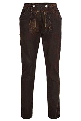 Hangowear Herren Herren Jeans 'Lederhose' lang Dunkelbraun, Dunkelbraun Coated, 52 von Hangowear