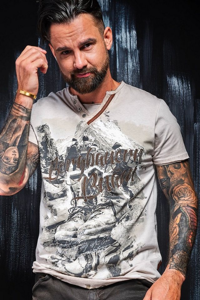 Hangowear Outdoorjacke Trachtenshirt Herren - SILVAN - beige, hellblau von Hangowear