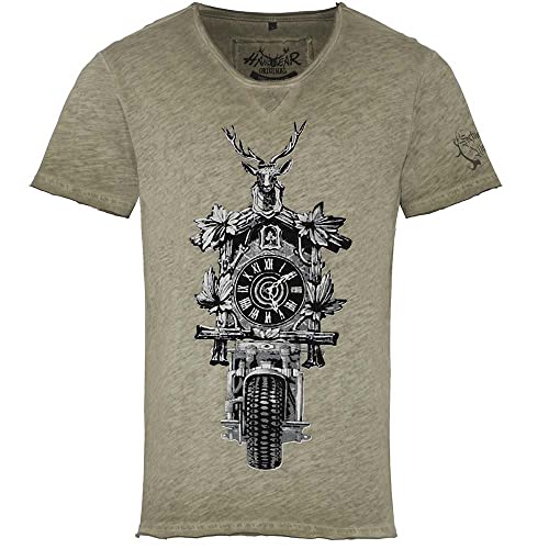 Hangowear T-Shirt Herren Schwarzwald Biker grau | Trachtenshirt Kuckucksuhr Print | Baumwolle XXL von Hangowear