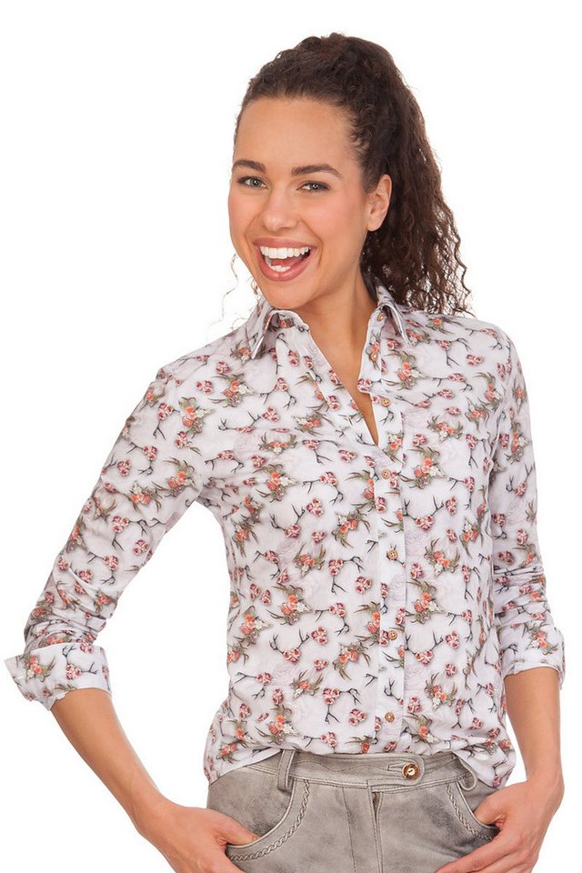 Hangowear Trachtenbluse Trachtenbluse - LUDOWIKA - weiß/geblümt von Hangowear