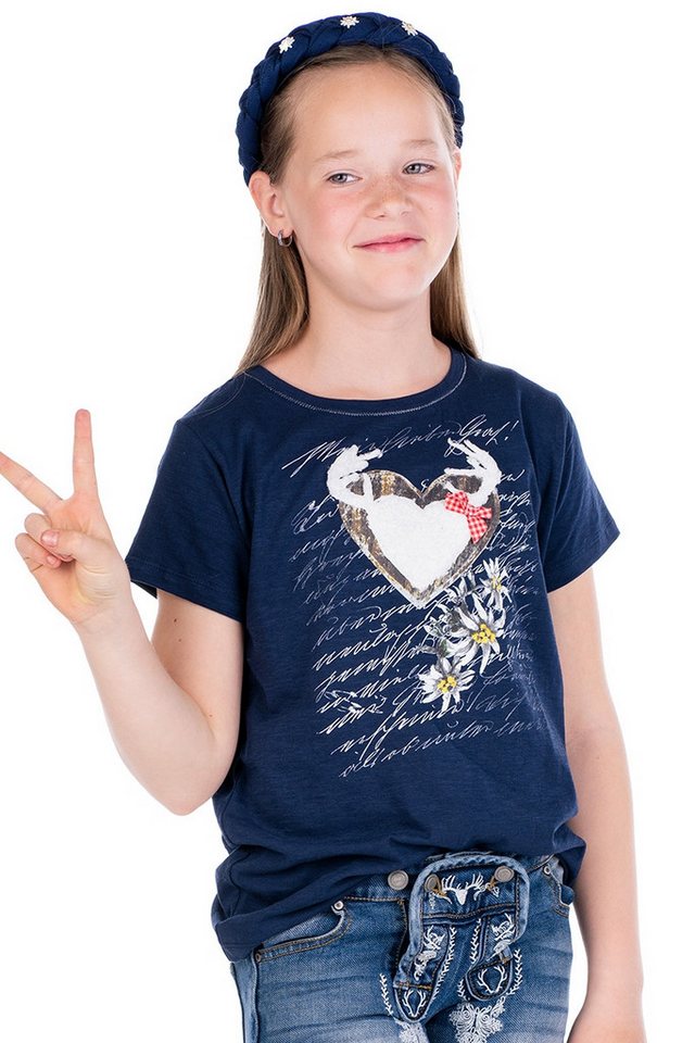 Hangowear Trachtenbluse Trachtenshirt Kind - ANABEL KIDS - dunkelblau von Hangowear