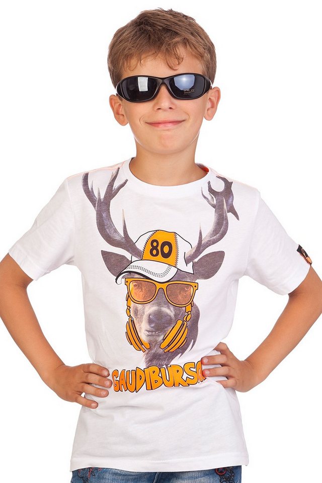 Hangowear Trachtenhemd Trachten Kinder Fun Shirt - GAUDIBURSCH - weiß von Hangowear
