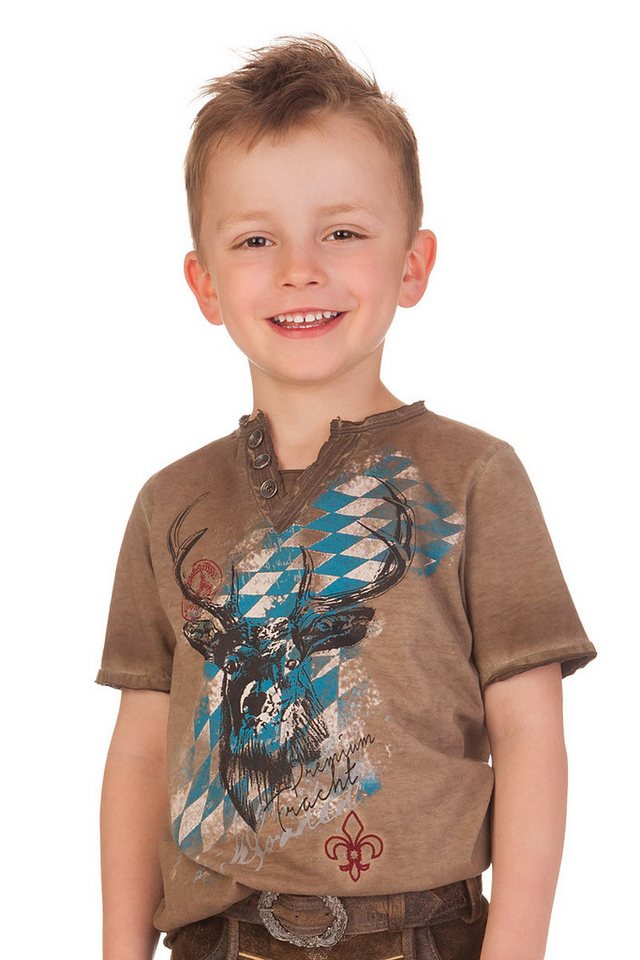 Hangowear Trachtenhemd Trachtenshirt Kind - FERDI KIDS BAVARIA - braun von Hangowear