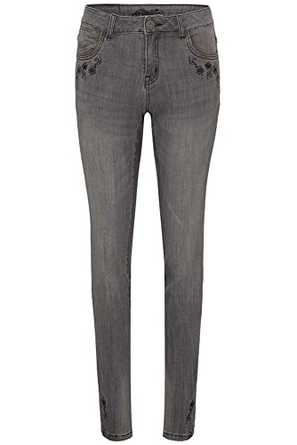 Hangowear Trachtenjeans Wencke grau | Jeans mit Stickereien | High Waist Skinny Damen Gr. 36 von Hangowear