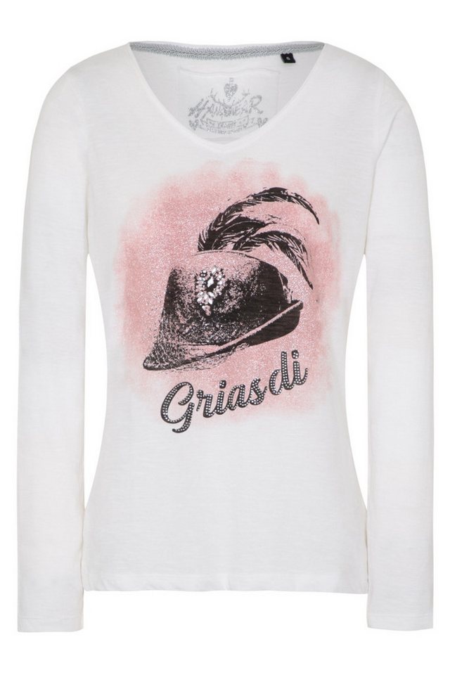 Hangowear Trachtenshirt Longsleeve Damen - SAMANTHA - weiß von Hangowear