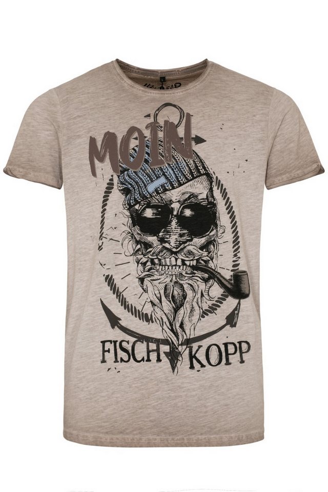 Hangowear Trachtenshirt Shirt Herren - FISCHKOPP - beige, weiß von Hangowear