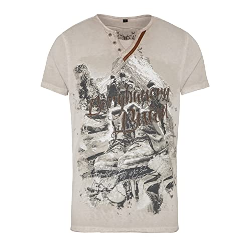 Hangowear Trachtenshirt Silvan beige | Trachten T-Shirt für Herren | Shirt mit Print Bergbauern Buam (L) von Hangowear