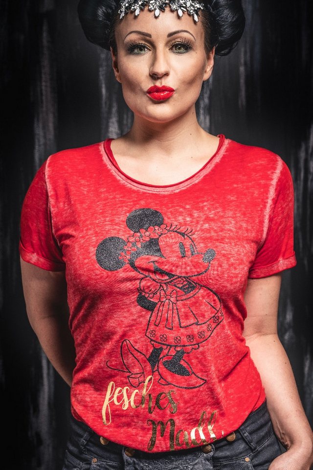 Hangowear Trachtenshirt Trachtenshirt Damen - DIRNDL-MAUSI - rot von Hangowear