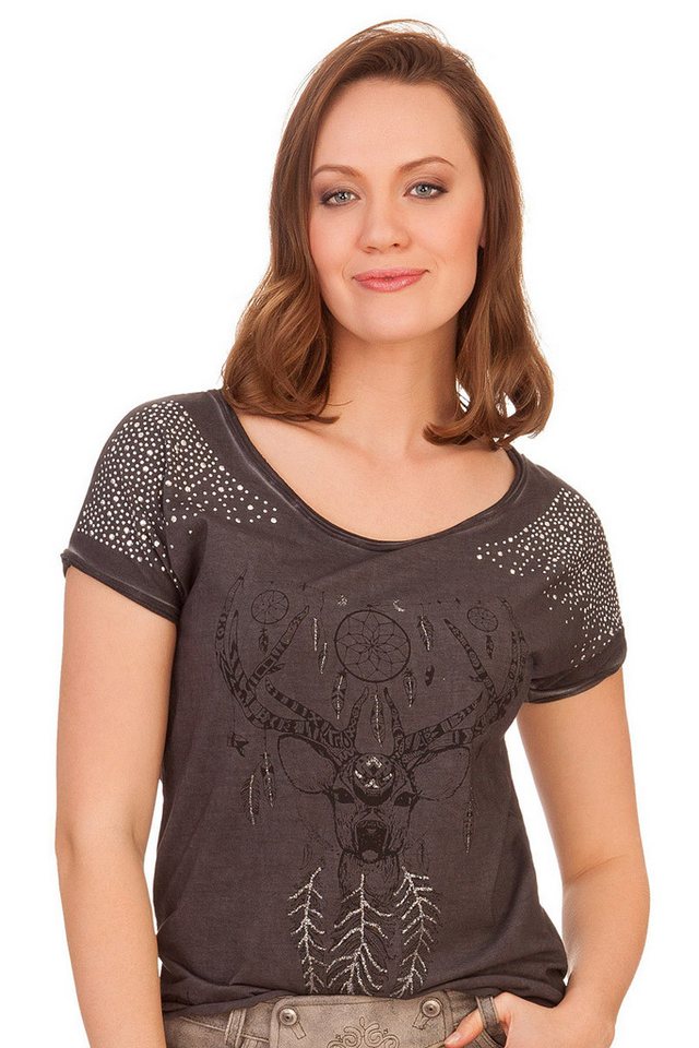 Hangowear Trachtenshirt Trachtenshirt Damen - RONJA - anthrazit, hellgrau von Hangowear