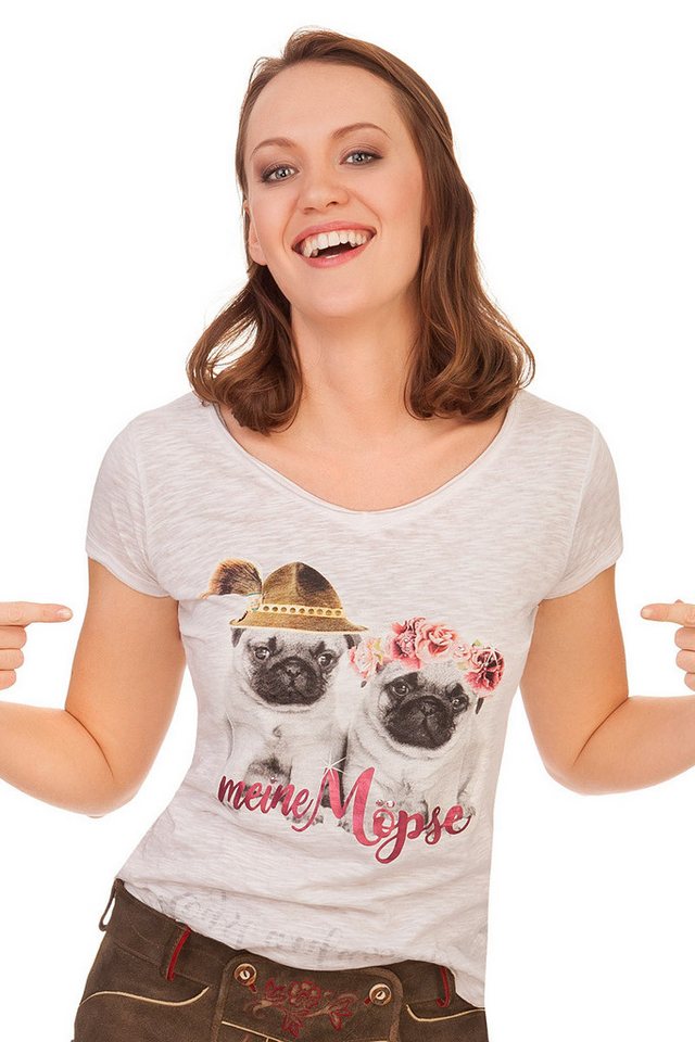 Hangowear Trachtenshirt Trachtenshirt Damen - ROSI - altrosa, hellgrau von Hangowear